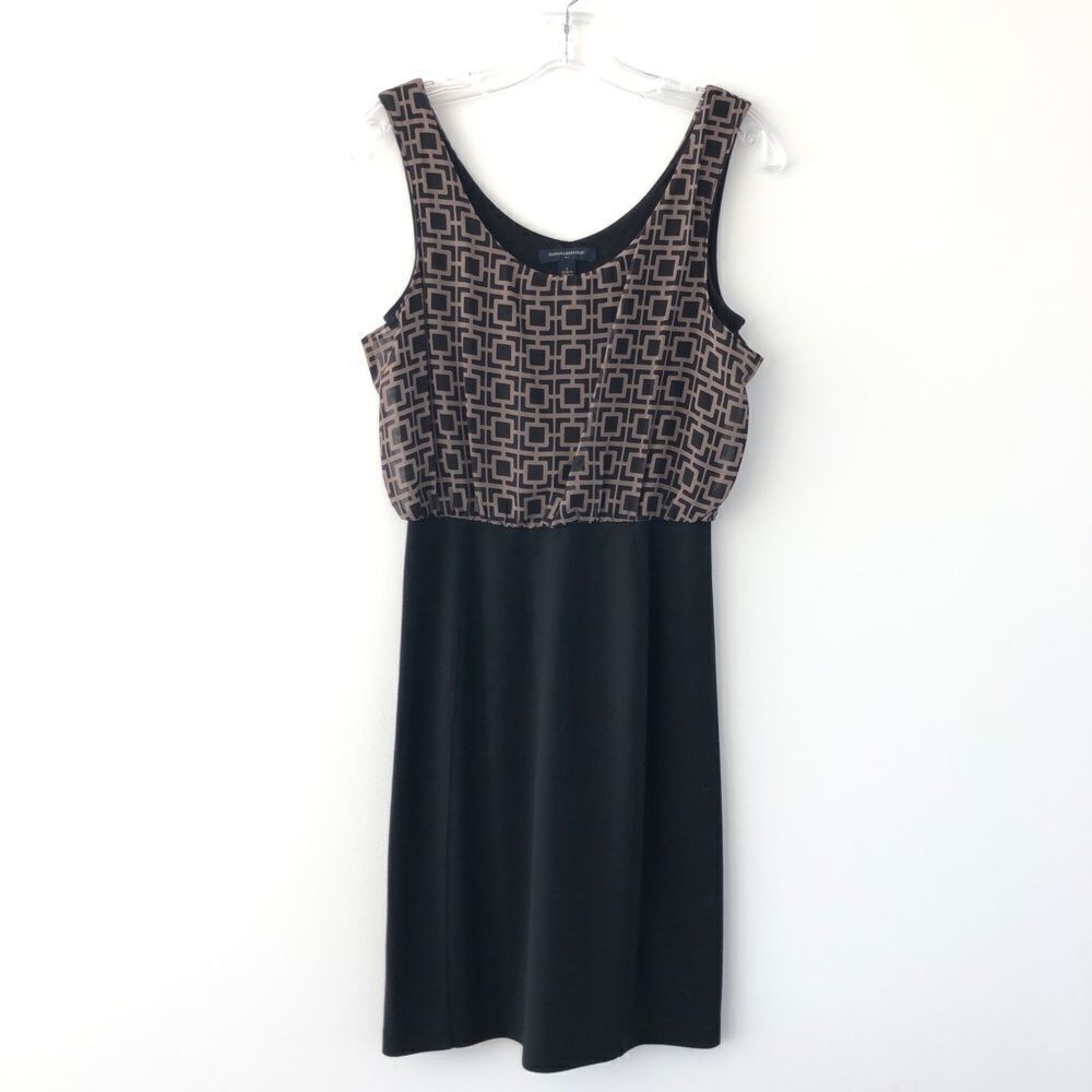 Banana Republic Lattice Print Chiffon Tank Dress In Brown & Black